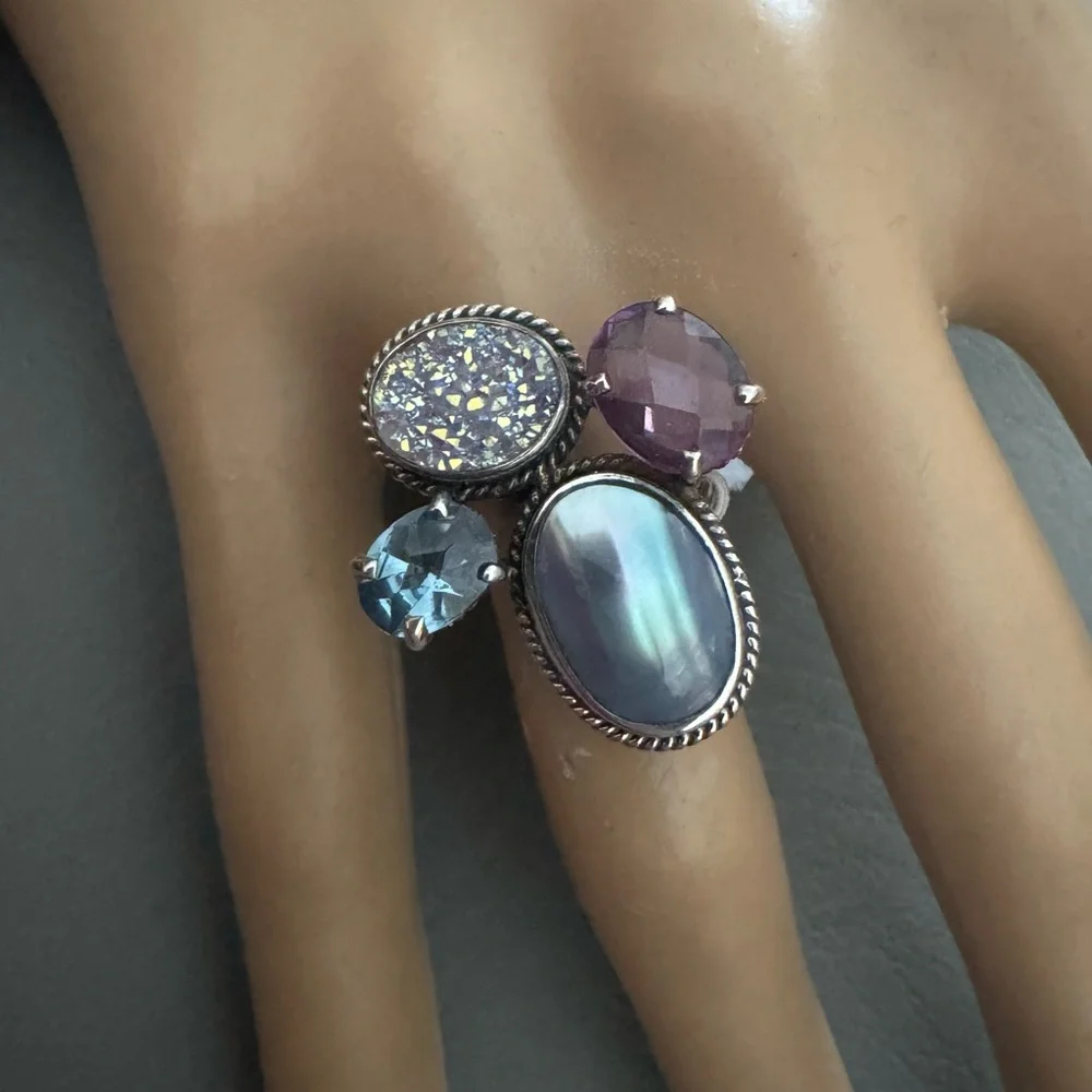 Lori Bonn Sterling Silver Multi-stone Ring